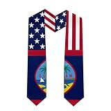 Punejapur Mixed National Flag Graduation Stole, Satin Unisex International Student Graduation Sash Scarf 72'' (USA Guam)