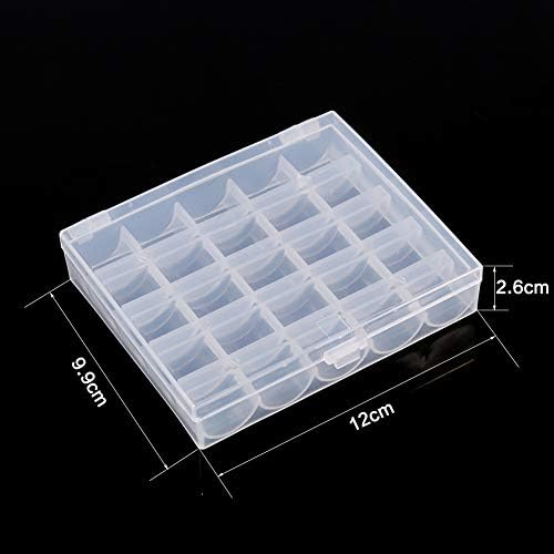 25 Slots Empty Bobbins Spools Box, Organizer Sewing Craft Plastic Case Storage Box Container for Sewing Machine Bobbins Sewing Accessories