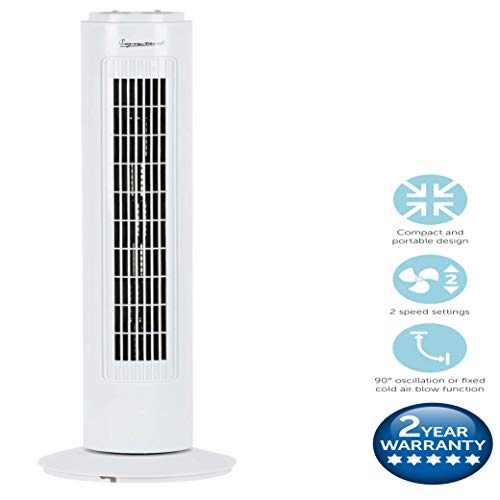 Signature S40012 29” 3 Speed Tower Fan with Oscillation, Adjustable Tilt, White - Image 2