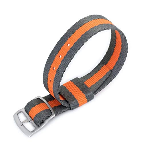 Strapcode 20mm MiLTAT RAF N7 N.A.T.O Correa para Reloj, Gris y Naranja, Hebilla Deslizante de Bloqueo de Escalera arenada