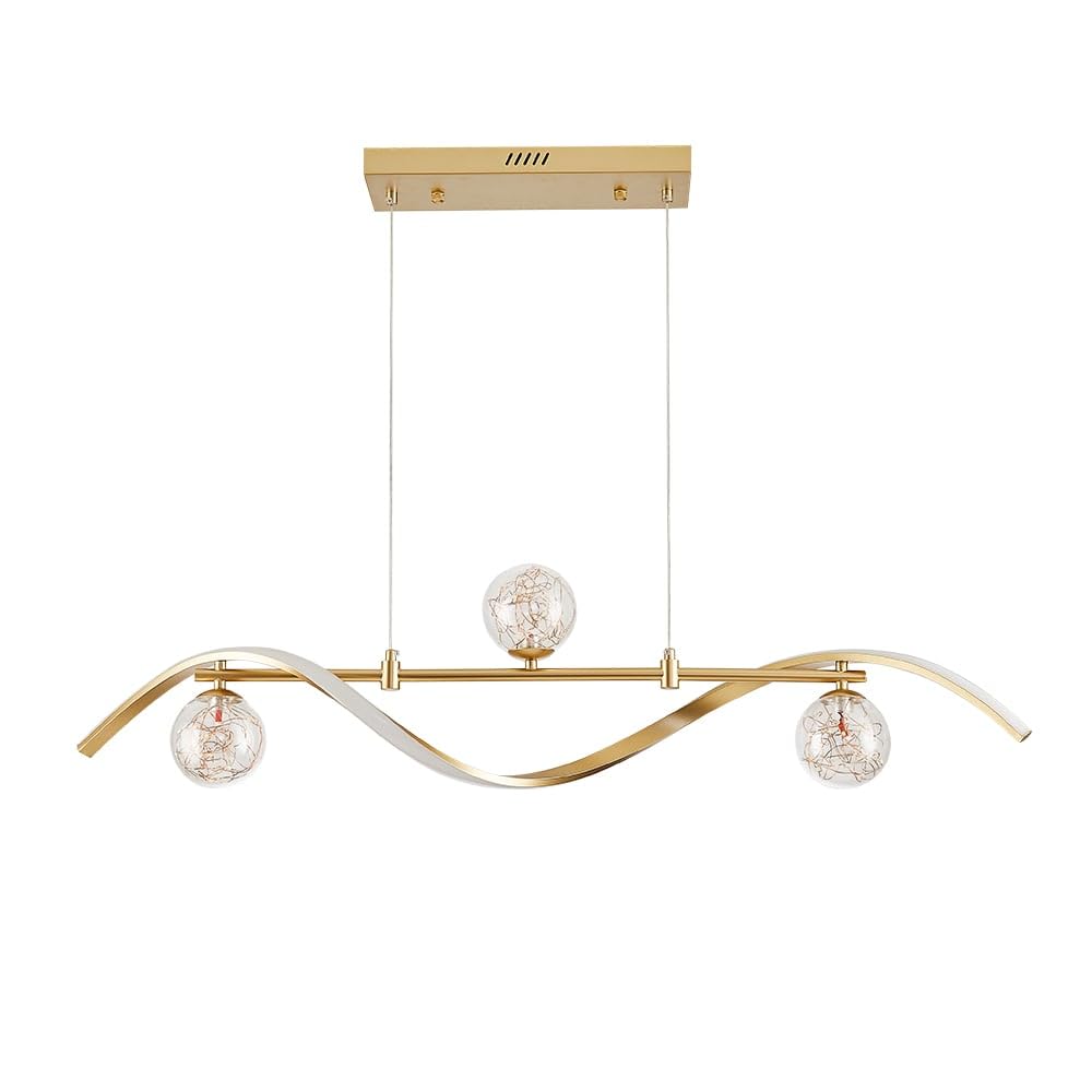 Homary Kücheninselbeleuchtung, lineare Pendelleuchte mit Glaskugelschirmen, dimmbare LED-Hängeleuchte, Gold, 4-flammig