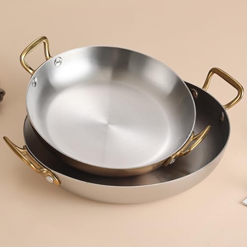 Stainless Steel Oval Paella Pan - Nonstick Seafood & Lobster Frying Pan with Dual Handles, Dishwasher Safe Cookware for Home Cooking & Kitchen Essentials