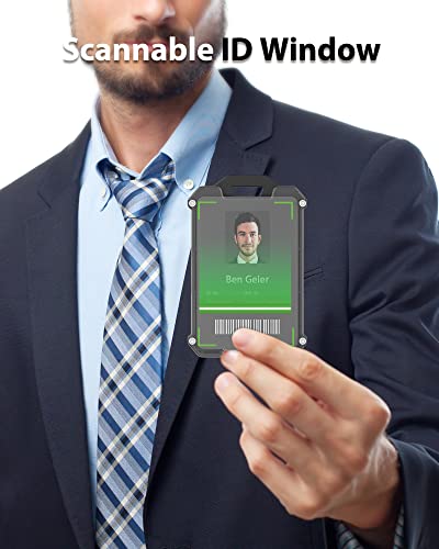 Heavy Duty Badge Holder, Vertical /Polycarbonate ID Card Holder, Credit Card Holder Wallet Holds 6 Cards, Black