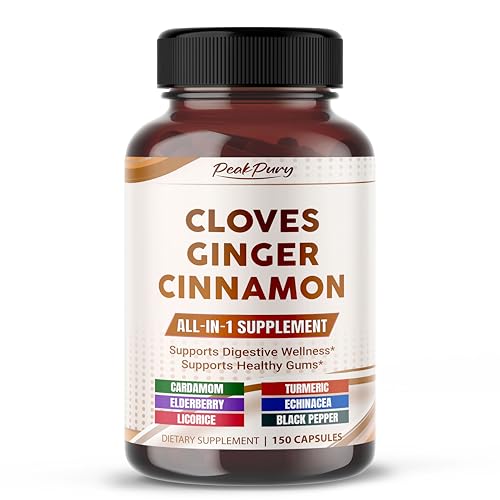 PEAKPURY Ultra Cloves with Ginger & Cinnamon - All-in-1 Supplement for Digestive & Oral Health Support - 150 Capsules