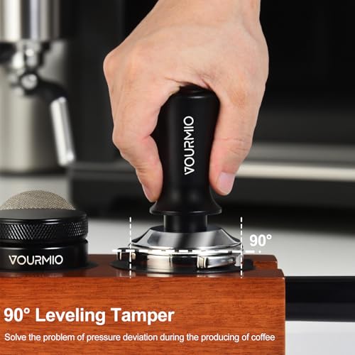 Image of Espresso Tamper 58mm - Spring Loaded Coffee Tamper with Flat Stainless Steel Base, Compatible with Breville 58mm Portafilter Basket, Professional Barista Accessories, Black