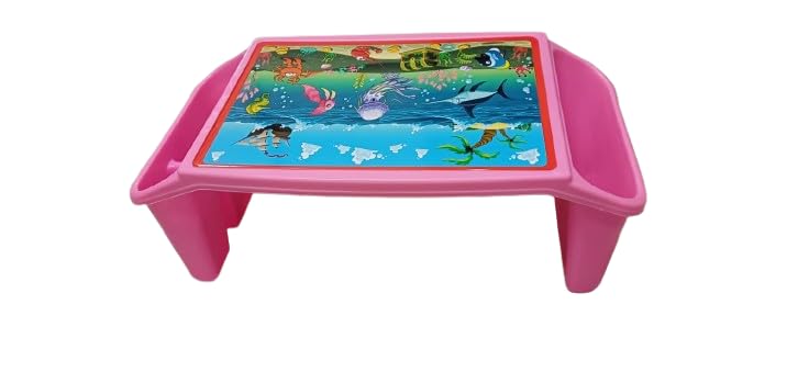 Image of Ocean Adventure Kids Study Table - Fun and Colorful Portable Foldable Lap Desk for Kids' Study, Drawing, Eating Snacks, and Laptop Use | Lightweight, Durable, Easy to Carry - Pink