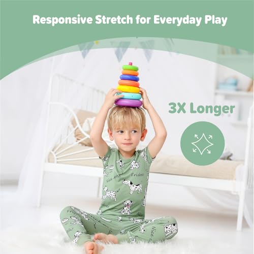 Image of Kids 2-Piece So Soft Playtime Set-Lightweight Viscose from Bamboo Short Sleeve Top&Leggings for Toddler Boy & Girls