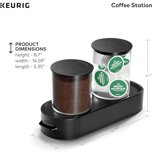 Keurig K-Cup Pod & Ground Coffee Storage Unit, Coffee Storage, Holds up to 12 ounces of Ground Coffee & 12 K-Cup Pods, Black