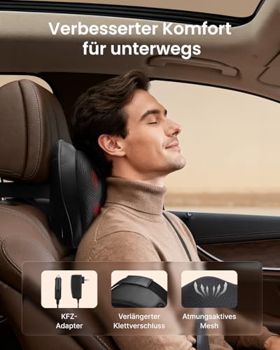 Foto von RENPHO Shiatsu Massagegerät, Massagekissen mit Wärmefunktion, Rückenmassagegerät mit 3 Geschwindigkeiten, 4D Nackenmassagegerät mit Tiefknetmassage, Geschenke für Frauen