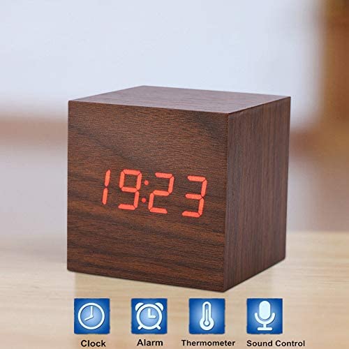 Eboxer Wooden Digital Alarm Clock, Small LED Digital Alarm Clock with Time/Date/Temperature - Image 4
