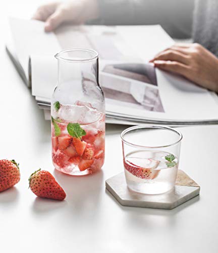 Bedside Water Carafe Set With Tumbler Glass Set Mouthwash Bottle For Bathroom, Bedroom Nightstand, 17Oz/500Ml(Clear) #TOP2
