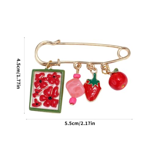 Broche fruit fraise peinte à la main, un bijou poétique unique - 3