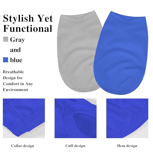 2 Pack Solid Color Dog Shirts - Lightweight, Quick Dry, Breathable Pet T-Shirts for Small to Large Dogs - Stretchy, Durable, Ideal for All Seasons and Holidays.Grey Blue M - Image 3