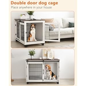 Piskyet Dog Crate Furniture Barn Door Dog Crate for Large Dogs Up to 60 lbs,Sliding Door Dog Crate Modern Decorative End Side Table Nightstand Piskyet Dog Crate Furniture Barn Door Dog Crate for Large Dogs Up to 60 lbsSliding Door Dog Crate Modern Decorative End Side Table Nightstand