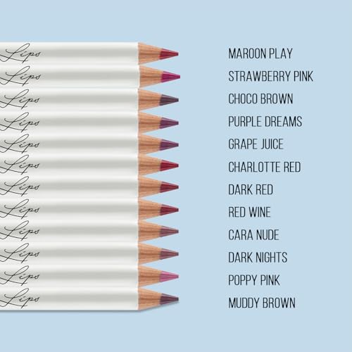 Image of Glam21 Loaded Lips Matte Lip Liner | Set Of 12 | Long-Lasting | Waterproof | Transfer-Proof Matte Finish | One-Stroke Color Application | Non-Drying, 1.1gm Each