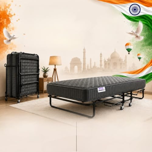 Image of DozelQ Rollaway Portable Folding Bed with 6 inch Pocket Spring Mattress