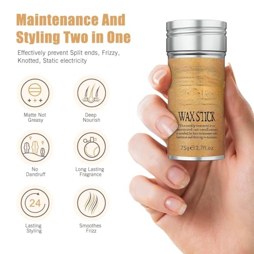 Image of Hair Wax Stick - Flyaway Control and Styling Pomade for Kids, Women, and Men - Hair Bun Maker and Accessorie (1 Pack of Wax) (75G, KERATIN)