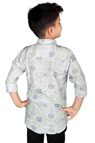 Image of Boys Long Sleeve Cotton Lining Printed Collared Shirts