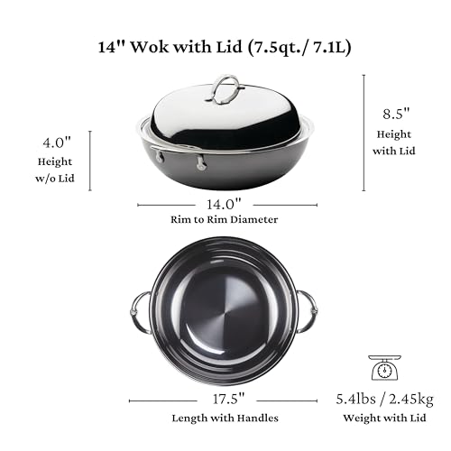 Wok de acero inoxidable Titanium 14 pulgadas con tapa miniatura 3