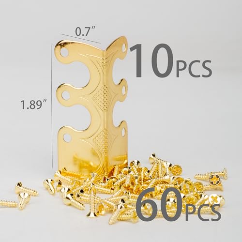Image of Skiffers Baseboard Corner Protectors, Vintage Metal Covers for Wall Corners, Decorative Skirting Board Protectors (Gold, 10pcs)