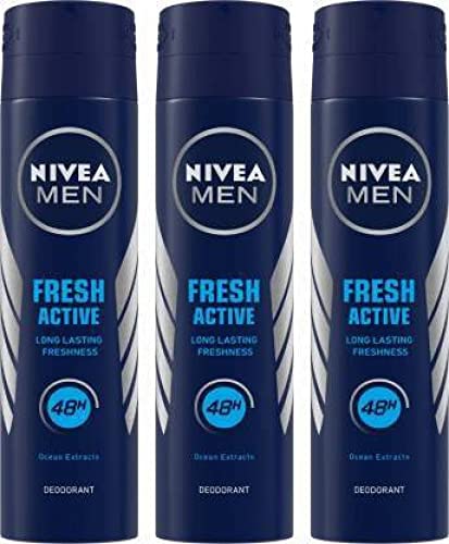 Image of NIVEA MEN Deodorant, Fresh Active, 150ml Deodorant Deodorant Spray - For Men (450 ml, Pack of 3)