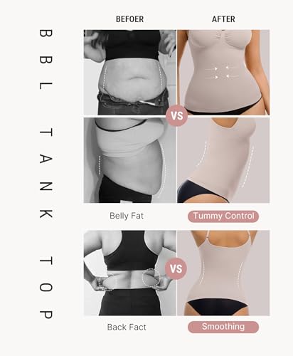 Image of FeelinGirl Womens Tank Top Shapewear Tummy Control Tops Slimming Cami Tank Seamless Compression V Neck Camisole