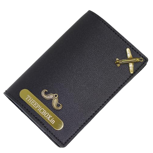 Image of Personalized Leather Passport Holder Cover | Custom Name & Charm | Sleek & Stylish Travel Wallet for Men & Women | Faux Leather Passport Cover | Unisex Travel Accessory (Black)