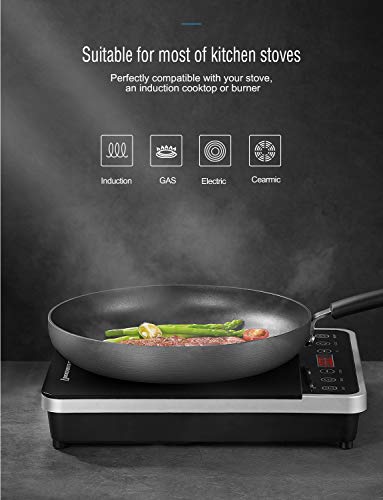 Deik Non Stick Pans for Cooking ,Nonstick Frying Pan with Xylan Safe Surface,Lightweight Induction Skillet for Home,Dishwasher Safe,PFOA free (12 Inch)-Black