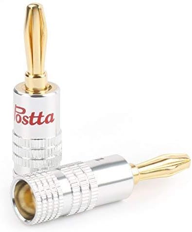 Postta Speaker Banana Plugs 24K Gold Connector with AL-Shell for Speaker Cable - 5 Pair