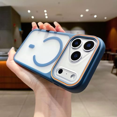 Image of AIBEX Magnetic Compatible Shockproof Case for iPhone 17 Pro max - Slim Protective Back Cover with Camera Lens Protection, Strong Magnetic Support, Anti-Slip Grip, Military Grade Drop Protection (Blue)