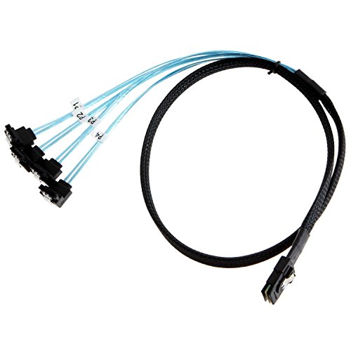 image for CableCreation Mini SAS 36Pin (SFF-8087) Male to 4X Angle SATA 7Pin Fem