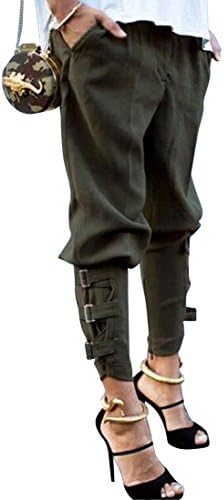 Fensajomon Womens Plus Size Solid Loose Casual Harem Jogger Long Pants Army Green L