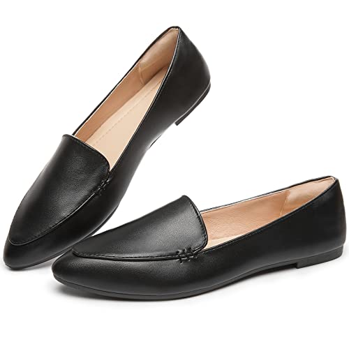 Image of FINIWOR Loafers for Women Flats Shoes Women Pointed Toe Dress Shoes Comfortable Memory Foam Penny Loafers Slip On Shoes