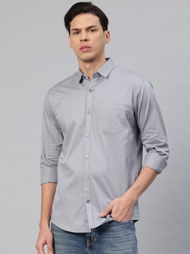 Image of Majestic Man Men's Cotton Slim Fit Solid Casual Shirt