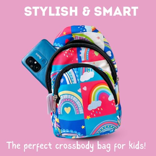 Image of Cots and Cuddles 1pc Rainbow Print Colourful Cross body Bags for Boys and Girls Kids School, Picnic, Return Gifts, Office