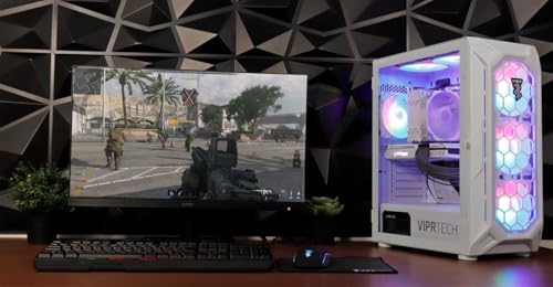 Image of ViprTech Rebel 3.0 Gaming PC - AMD Ryzen 7 (4.4Ghz Turbo), RTX 3060 12GB, 16GB DDR4 RAM, 500GB SSD, Bluetooth, VR-Ready, Streaming, RGB, Win 11 Pro, Desktop Computer Tower Prebuilt, Arctic White