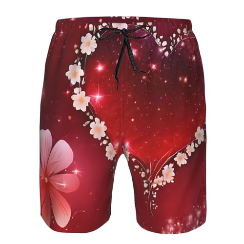 Romantic Heart Men's Quick Dry Beach Shorts Swim Trunks with Pockets Board Shorts4