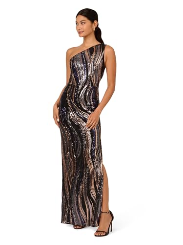 Image of Adrianna Papell Women's Sequin One Shoulder Gown