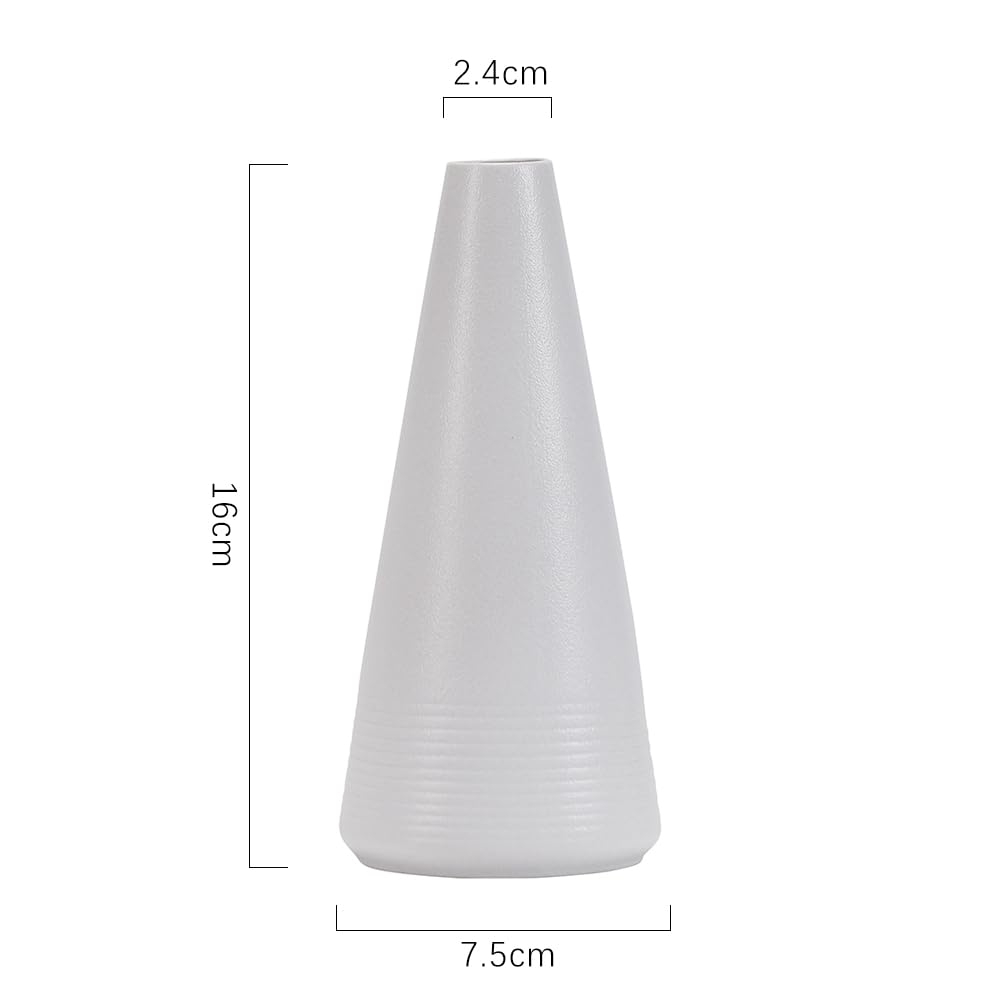 Juego de jarrones de cerámica mate blanco de 2 piezas, decoración de granja, jarrón decorativo, adecuado para cocina, dormitorio, oficina, sala de estar, baño y centro de estantes, decoración 2