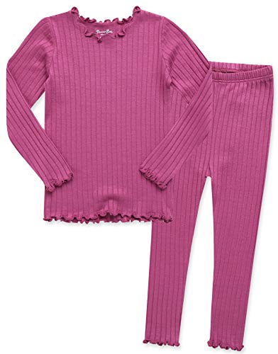 VAENAIT BABY Kids Girls Long Sleeve Modal Sleepwear Pajamas 2pcs Set Shirring Purplepink M