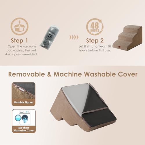 image for EHEYCIGA Curved Dog Stairs Ramp for Small Dogs 15.7