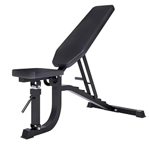 GORILLA SPORTS® Hantelbank – 7-Fach Rückenlehne/ 5-Fach Sitz Verstellbar, 140 x 72,5 x 54-138 cm, aus Stahl, Schwarz – Multifunktion Trainingsbank, Schrägbank, Flachbank, Negativbank, Fitnessbank