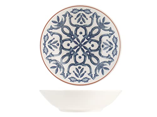 H&H Paxos Set 12 Piatti Fondi, Stoneware, Colori Assortiti, 20,5 cm