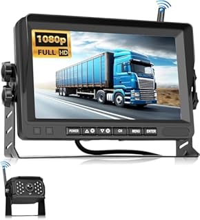 VECHTEL Caméra de Recul Moniteur sans Fil 1080P, Kit Moniteur avec Écran IPS 7 Pouces pour Camion, Bus, Camionnette, Camping Car, Pick-up, IP68 Waterproof, Vision Nocturne, Lignes de Conduite DIY