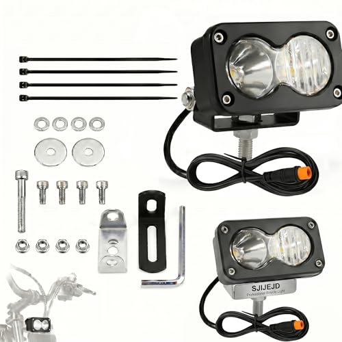 SJIJEJD Baja Style Light Ebike Headlight for Ridstar Q20 3 Pin Ebike Waterproof Front 20W 6500K Super Bright LED Plug and Play Headlight for Ridstar Q20 12V-60V White
