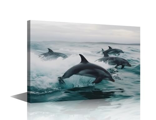 Lienzo de delfín con temática oceánica que aporta luz y amplitud a tu dormitorio