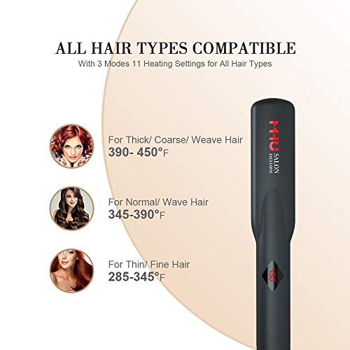 Mhu Professional Keratin Hair Straightener 1.25" Wide Flat Iron Hair Straightener Instant Heat Up Flat Iron 285℉-450℉, Dual Voltage,Auto Shut Off (Updated Flat Iron) #TOP3