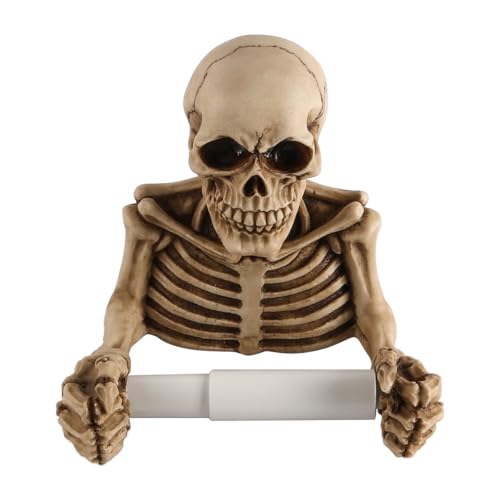 Namvo Skeleton roll holder Retro skull toilet paper holder Resin modern wall mounted paper towel holder Roll holder for kitchen bathroom Halloween