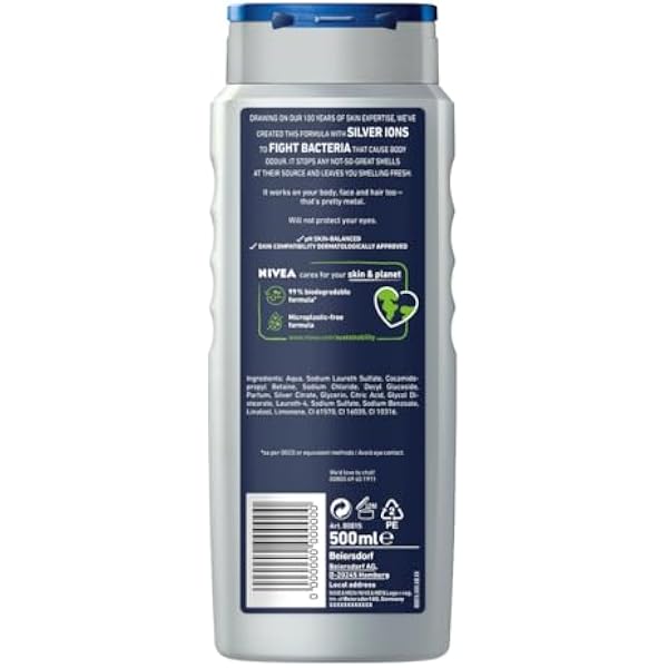 NIVEA MEN Silver Protect Антибактериальный гель для душа для мужчин с ионами серебра 500 мл