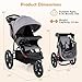 HONEY JOY Jogging Stroller, Foldable Running Stroller w/Adjustable Canopy & Recline Seat, 2 Cup Holders, Snack Tray, Storage Basket, Bicycle Tires, Baby Jogger Stroller for Infants to Toddlers (Gray)